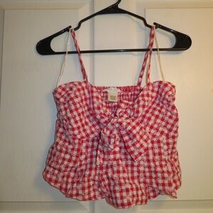 Red Checkered Women's Top